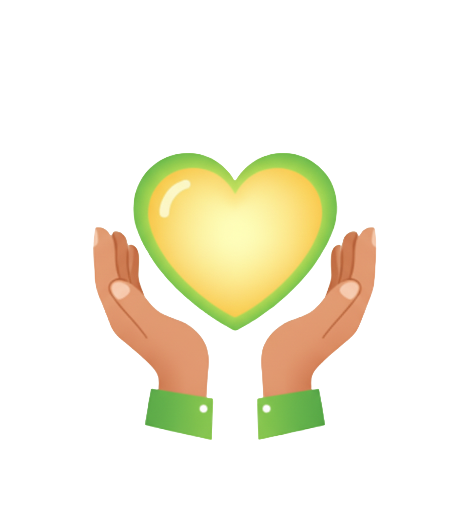 Gratitude awareness illustration - hands holding glowing heart symbolizing appreciation and thankfulness
