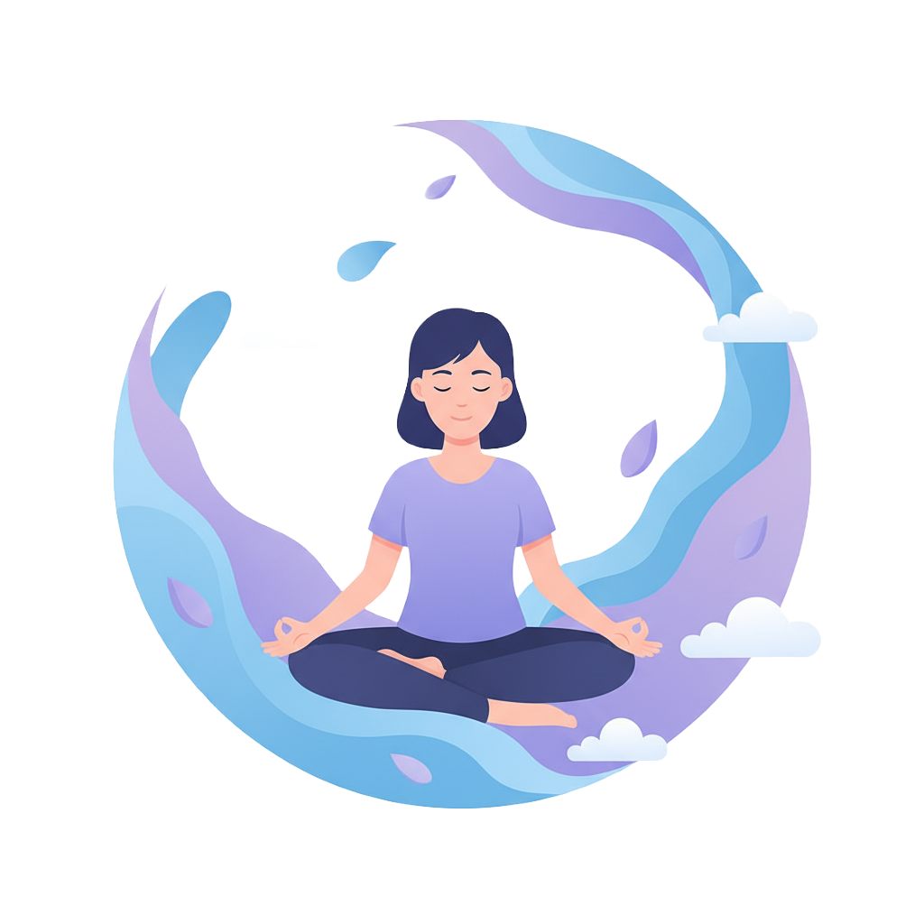 Mindfulness practice illustration - person meditating in peaceful centered state for mental clarity
